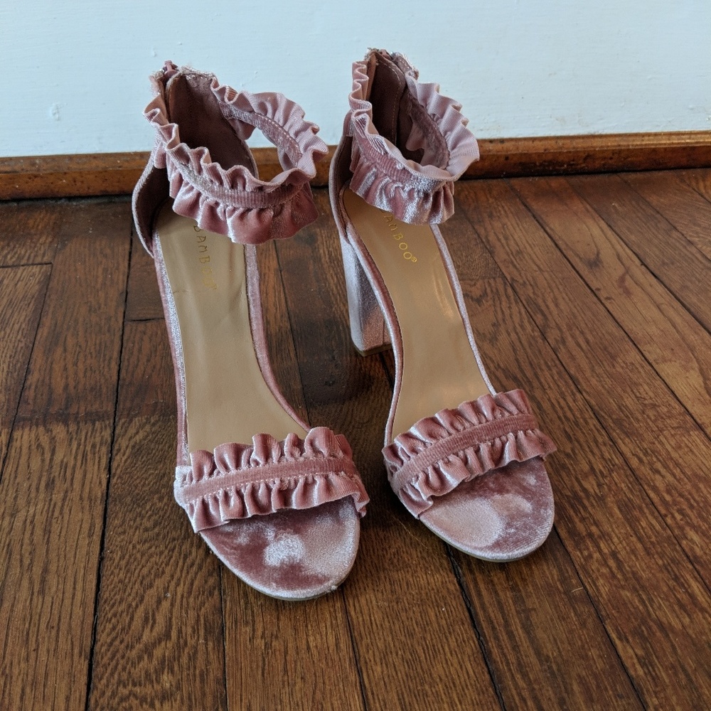 Pink Velvet Rampage Heeled Sandles - NIB